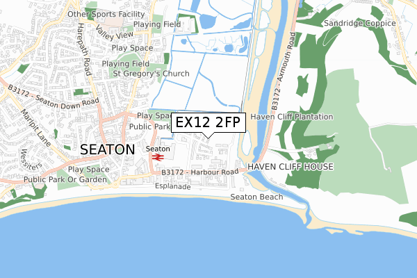 EX12 2FP map - small scale - OS Open Zoomstack (Ordnance Survey)