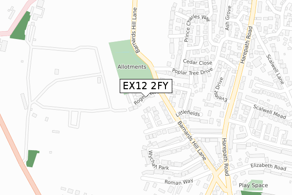 EX12 2FY map - large scale - OS Open Zoomstack (Ordnance Survey)