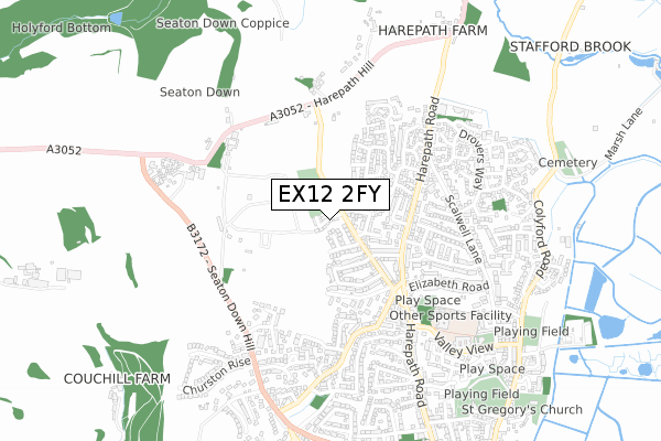 EX12 2FY map - small scale - OS Open Zoomstack (Ordnance Survey)