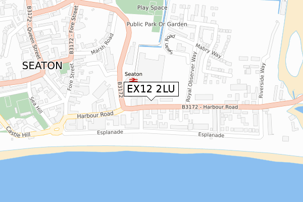 EX12 2LU map - large scale - OS Open Zoomstack (Ordnance Survey)