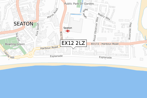 EX12 2LZ map - large scale - OS Open Zoomstack (Ordnance Survey)