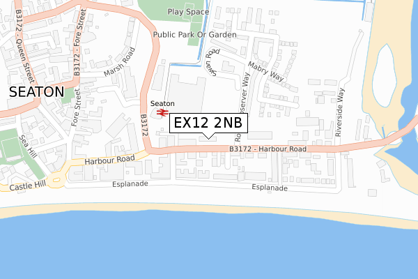 EX12 2NB map - large scale - OS Open Zoomstack (Ordnance Survey)