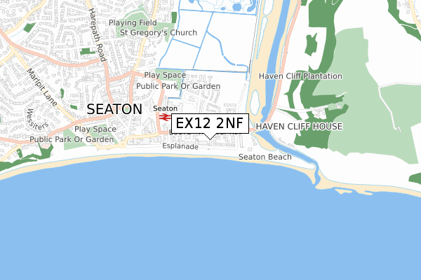 EX12 2NF map - small scale - OS Open Zoomstack (Ordnance Survey)