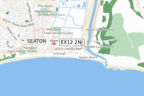 EX12 2NJ map - small scale - OS Open Zoomstack (Ordnance Survey)
