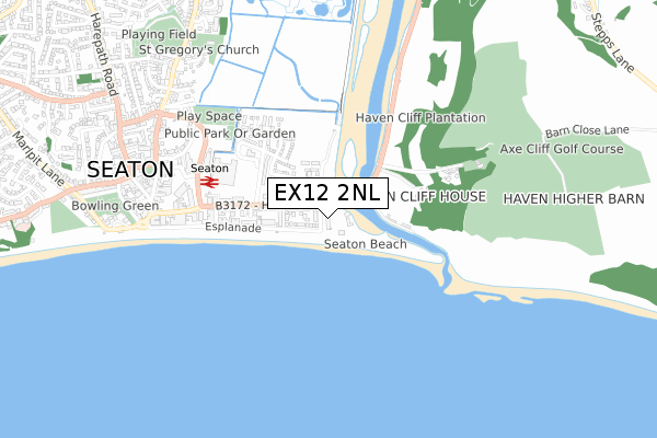 EX12 2NL map - small scale - OS Open Zoomstack (Ordnance Survey)