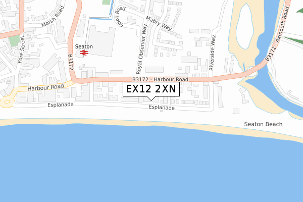 EX12 2XN map - large scale - OS Open Zoomstack (Ordnance Survey)