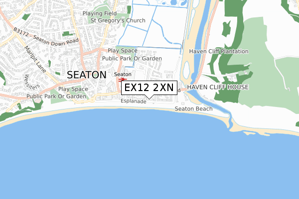 EX12 2XN map - small scale - OS Open Zoomstack (Ordnance Survey)