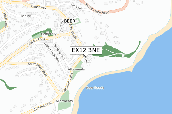 EX12 3NE map - large scale - OS Open Zoomstack (Ordnance Survey)