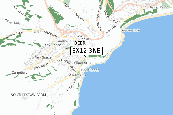 EX12 3NE map - small scale - OS Open Zoomstack (Ordnance Survey)