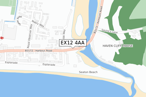 EX12 4AA map - large scale - OS Open Zoomstack (Ordnance Survey)