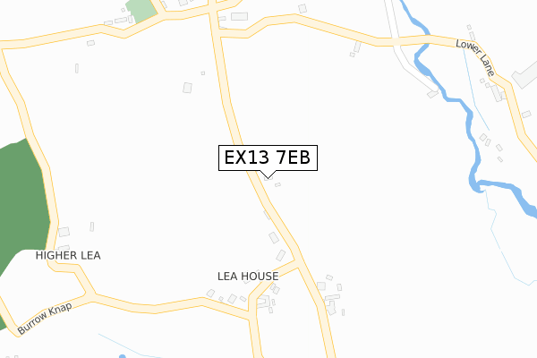 EX13 7EB map - large scale - OS Open Zoomstack (Ordnance Survey)