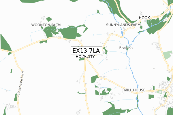 EX13 7LA map - small scale - OS Open Zoomstack (Ordnance Survey)