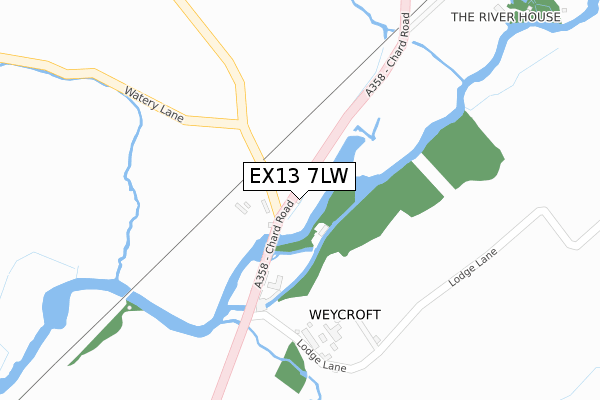 EX13 7LW map - large scale - OS Open Zoomstack (Ordnance Survey)