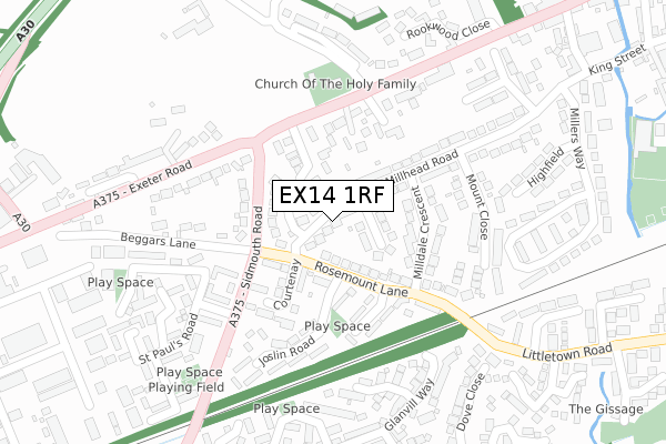 EX14 1RF map - large scale - OS Open Zoomstack (Ordnance Survey)