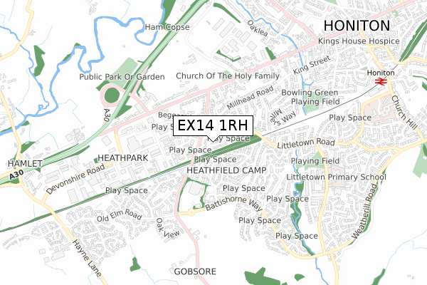 EX14 1RH map - small scale - OS Open Zoomstack (Ordnance Survey) EX14 1RH map - small scale - OS Open Zoomstack (Ordnance Survey)
