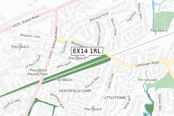 EX14 1RL map - large scale - OS Open Zoomstack (Ordnance Survey)