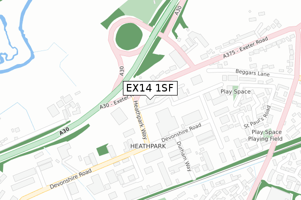 EX14 1SF map - large scale - OS Open Zoomstack (Ordnance Survey)
