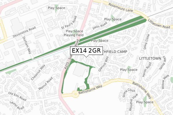 EX14 2GR map - large scale - OS Open Zoomstack (Ordnance Survey)