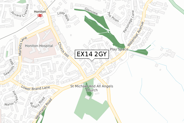 EX14 2GY map - large scale - OS Open Zoomstack (Ordnance Survey)