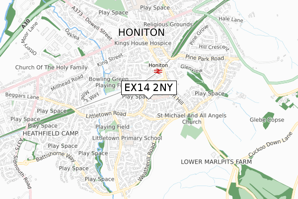 EX14 2NY map - small scale - OS Open Zoomstack (Ordnance Survey) EX14 2NY map - small scale - OS Open Zoomstack (Ordnance Survey)