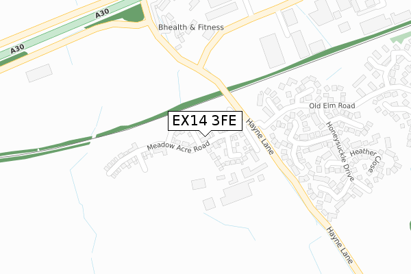 EX14 3FE map - large scale - OS Open Zoomstack (Ordnance Survey)