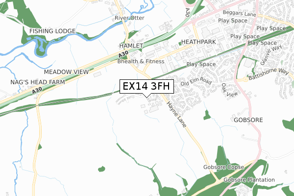 EX14 3FH map - small scale - OS Open Zoomstack (Ordnance Survey) EX14 3FH map - small scale - OS Open Zoomstack (Ordnance Survey)