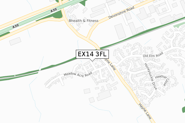 EX14 3FL map - large scale - OS Open Zoomstack (Ordnance Survey) EX14 3FL map - large scale - OS Open Zoomstack (Ordnance Survey)