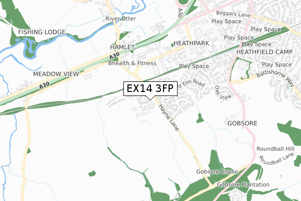 EX14 3FP map - small scale - OS Open Zoomstack (Ordnance Survey) EX14 3FP map - small scale - OS Open Zoomstack (Ordnance Survey)