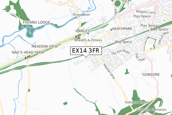 EX14 3FR map - small scale - OS Open Zoomstack (Ordnance Survey) EX14 3FR map - small scale - OS Open Zoomstack (Ordnance Survey)