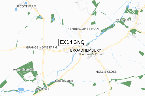 EX14 3NQ map - small scale - OS Open Zoomstack (Ordnance Survey)