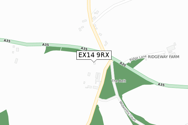 EX14 9RX map - large scale - OS Open Zoomstack (Ordnance Survey)