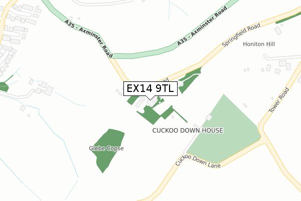 EX14 9TL map - large scale - OS Open Zoomstack (Ordnance Survey)