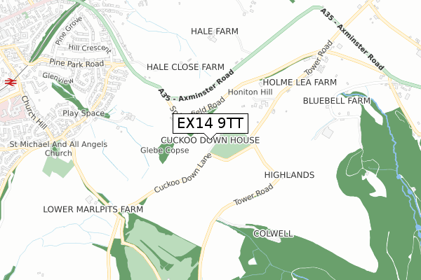 EX14 9TT map - small scale - OS Open Zoomstack (Ordnance Survey) EX14 9TT map - small scale - OS Open Zoomstack (Ordnance Survey)