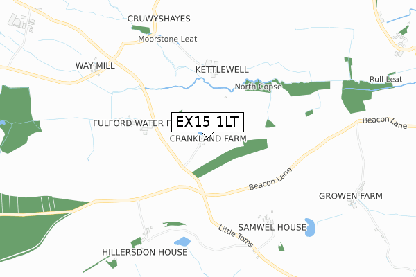 EX15 1LT map - small scale - OS Open Zoomstack (Ordnance Survey)