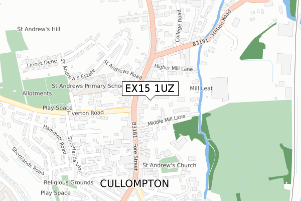 EX15 1UZ map - large scale - OS Open Zoomstack (Ordnance Survey) EX15 1UZ map - large scale - OS Open Zoomstack (Ordnance Survey)