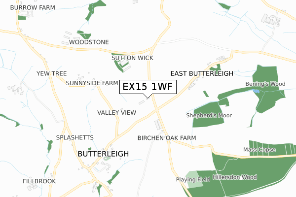 EX15 1WF map - small scale - OS Open Zoomstack (Ordnance Survey)