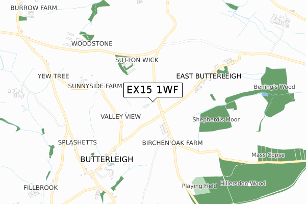 EX15 1WF map - small scale - OS Open Zoomstack (Ordnance Survey) EX15 1WF map - small scale - OS Open Zoomstack (Ordnance Survey)