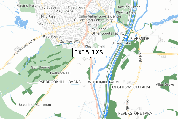 EX15 1XS map - small scale - OS Open Zoomstack (Ordnance Survey) EX15 1XS map - small scale - OS Open Zoomstack (Ordnance Survey)