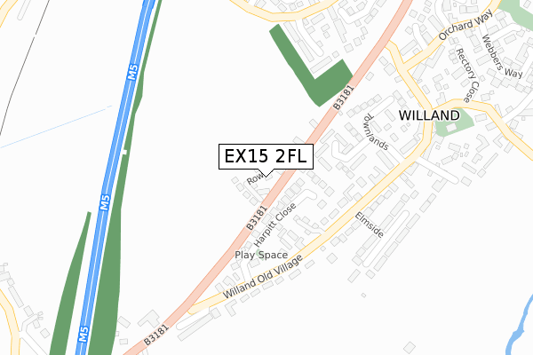 EX15 2FL map - large scale - OS Open Zoomstack (Ordnance Survey)