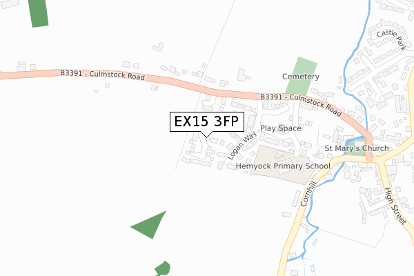 EX15 3FP map - large scale - OS Open Zoomstack (Ordnance Survey)