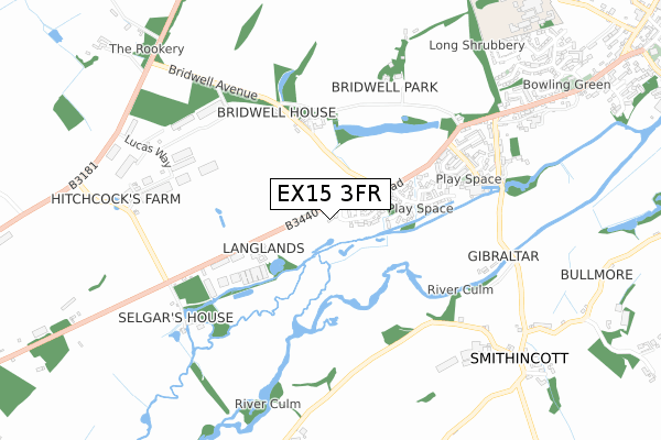 EX15 3FR map - small scale - OS Open Zoomstack (Ordnance Survey) EX15 3FR map - small scale - OS Open Zoomstack (Ordnance Survey)