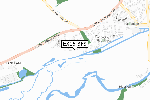 EX15 3FS map - large scale - OS Open Zoomstack (Ordnance Survey)