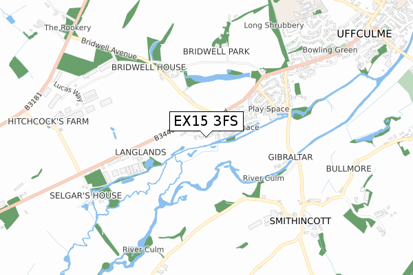EX15 3FS map - small scale - OS Open Zoomstack (Ordnance Survey)
