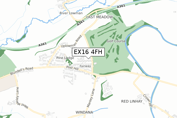 EX16 4FH map - small scale - OS Open Zoomstack (Ordnance Survey)