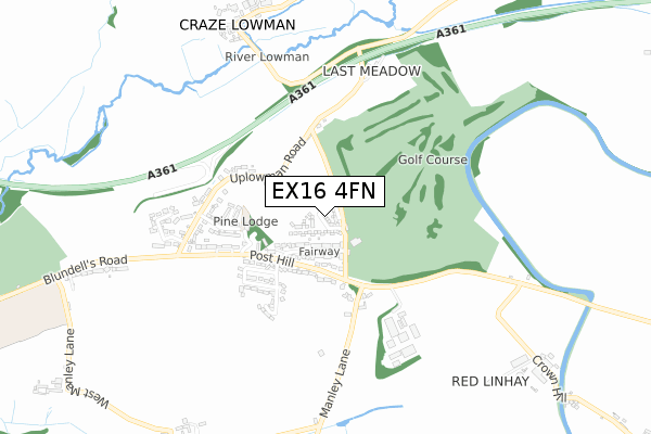 EX16 4FN map - small scale - OS Open Zoomstack (Ordnance Survey)