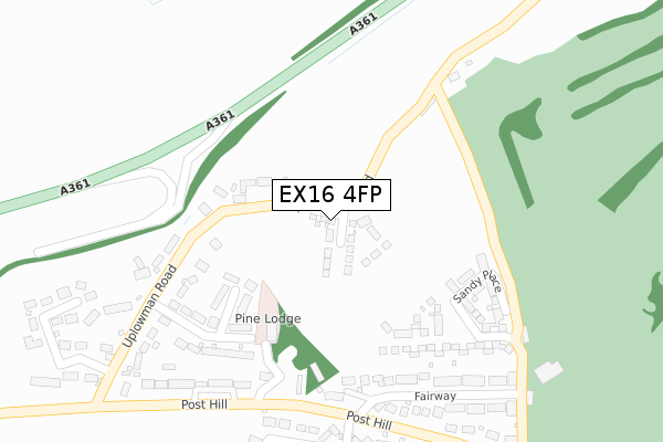 EX16 4FP map - large scale - OS Open Zoomstack (Ordnance Survey)