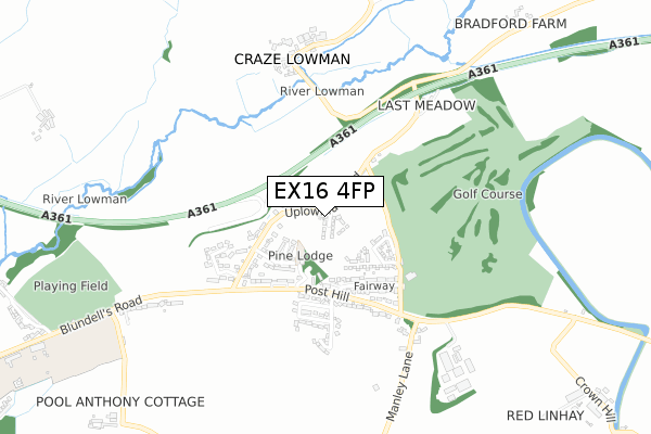 EX16 4FP map - small scale - OS Open Zoomstack (Ordnance Survey)