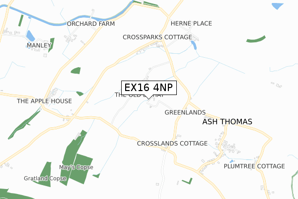 EX16 4NP map - small scale - OS Open Zoomstack (Ordnance Survey)