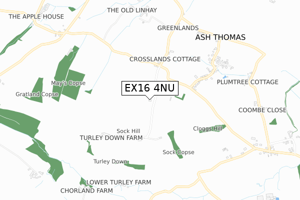 EX16 4NU map - small scale - OS Open Zoomstack (Ordnance Survey)