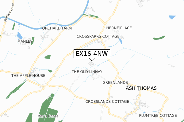 EX16 4NW map - small scale - OS Open Zoomstack (Ordnance Survey)